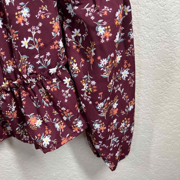 Planet Heart Juniors' Crochet-Trimmed Surplice Tiered Top Windsor Wine size S - Picture 8 of 16